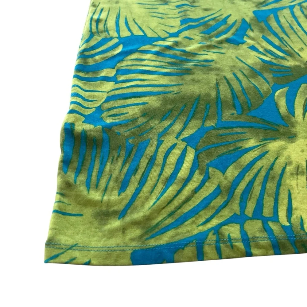 Tommy Bahama Women’s M Blue Green, Tropical Leaf Aloha Knit Shift Shirt Sundress